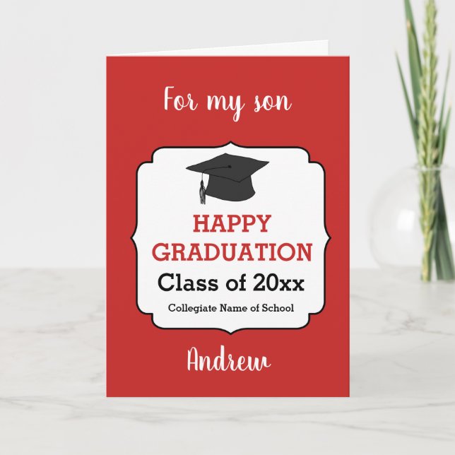 Carte Red Félicitations Son Diplôme (Devant)