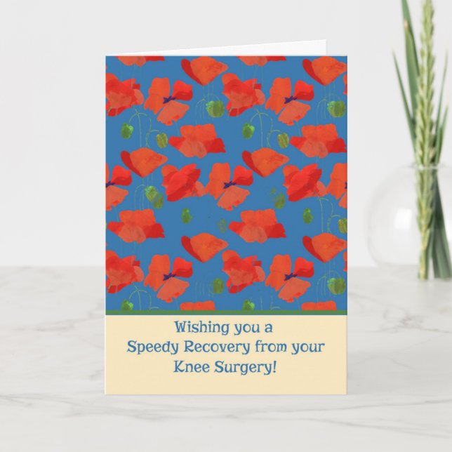 Carte Red Field Poppies Obtenir Bien Knee Surgery Card (Devant)