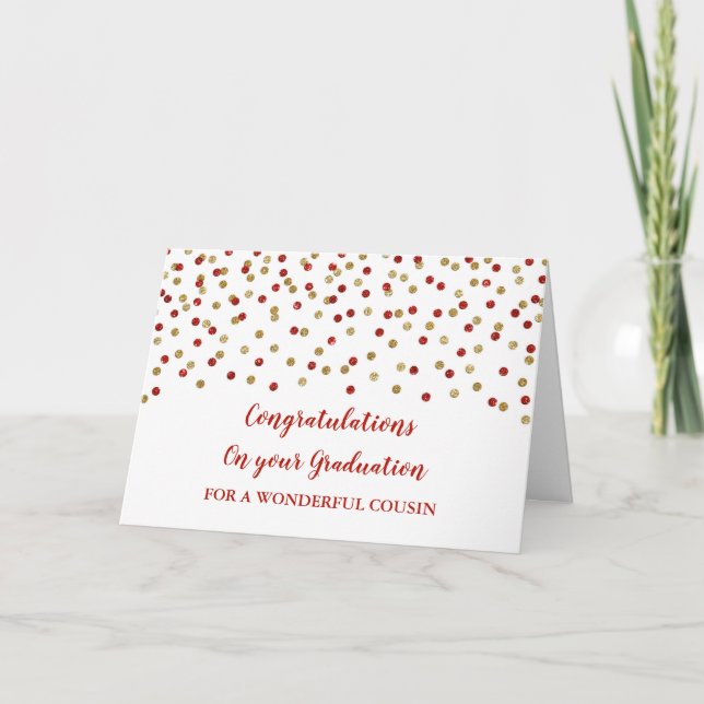 Carte Red Gold Cousin Félicitations Diplôme (Devant)