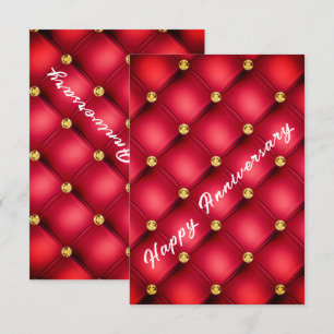 Carte Red Gold Diamond Tufted Happy Anniversaire