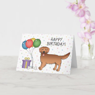 Carte Red Golden Retriever Dessin Chien Joyeux Anniversa