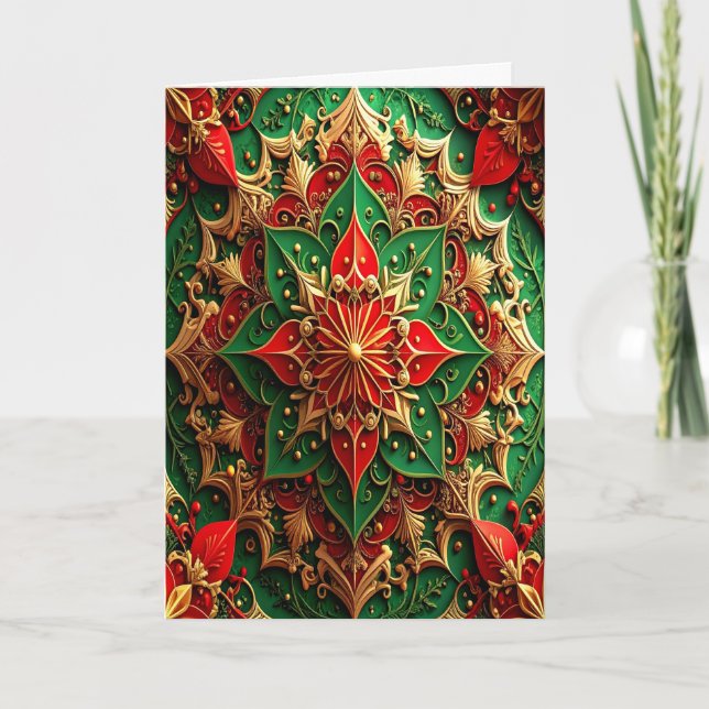 Carte Red Green Gold Decorative Holiday Card (Devant)