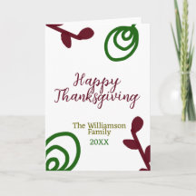 Red green happy Thanksgiving floral leaf fall