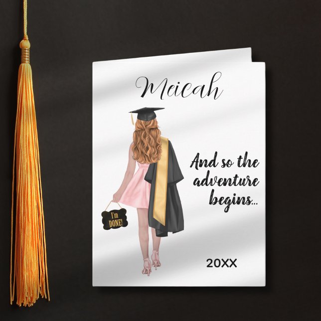 Carte Red Haired Auburn Girl Graduats Grad (Créateur téléchargé)
