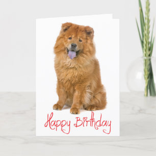 Carte Red Happy Birthday Chow Chow Chien Chien Chien Chi