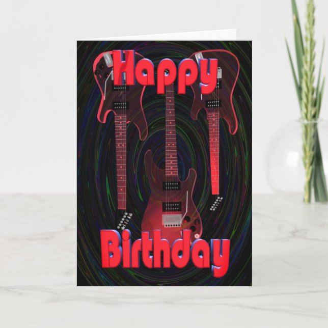 Carte Red Happy Birthday Guitars par Valxart (Devant)
