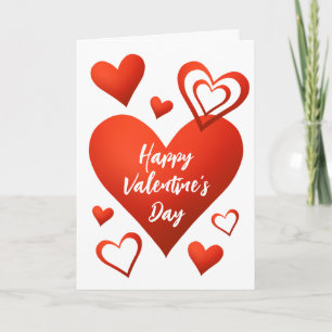 Carte Red Hearts Happy Valentines Day Grey
