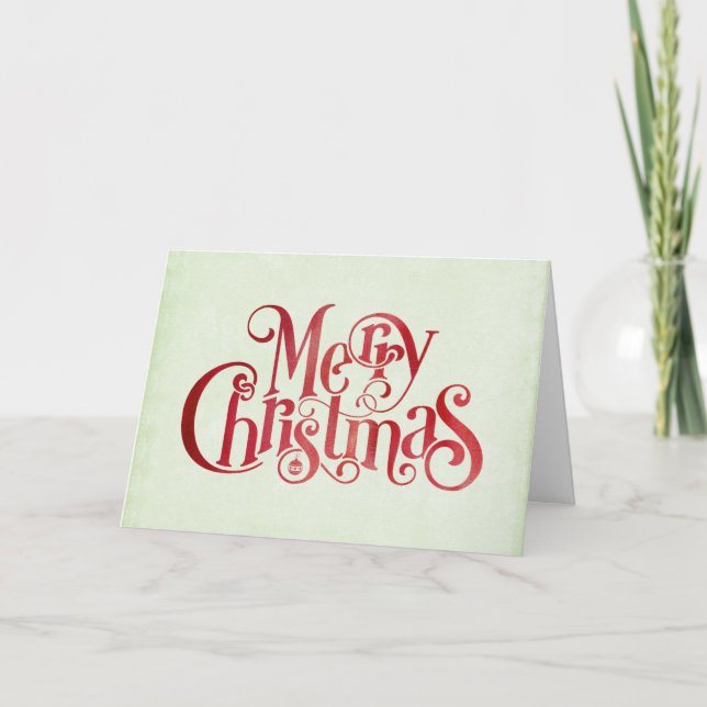 Carte Red Joyeux Noël Typographie Festive Police (Devant)
