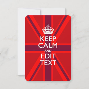 Carte Red Keep Calm And Your Text on Union Jack Flag