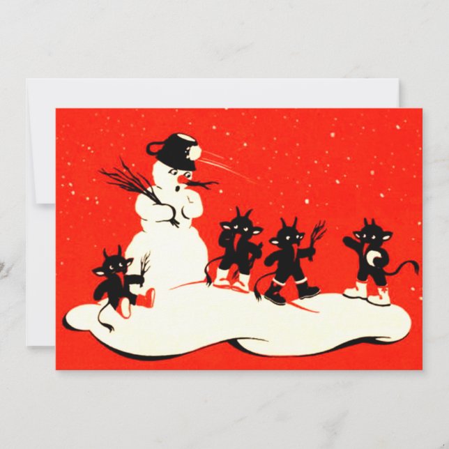 Carte Red Krampus Snowball combat Snowman (Devant)