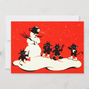 Carte Red Krampus Snowball combat Snowman