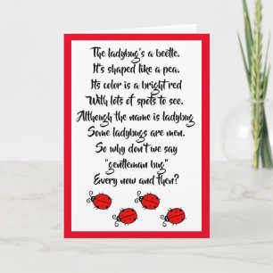 Carte Red Ladybugs & mignon poème