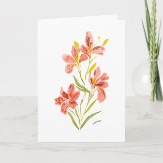 Carte Red Lily Watercolor Floral Greeting Card