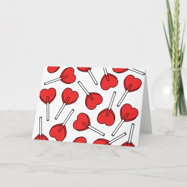 Carte Red Lollipops, Heart Lollipops, Lollipop Pattern (Devant)