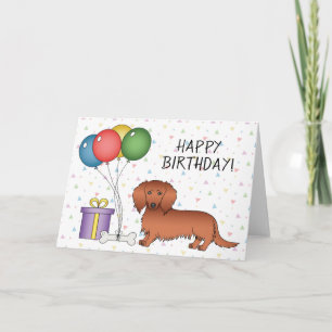 Carte Red Long Manteau Dachshund Dessin Dog Joyeux Anniv