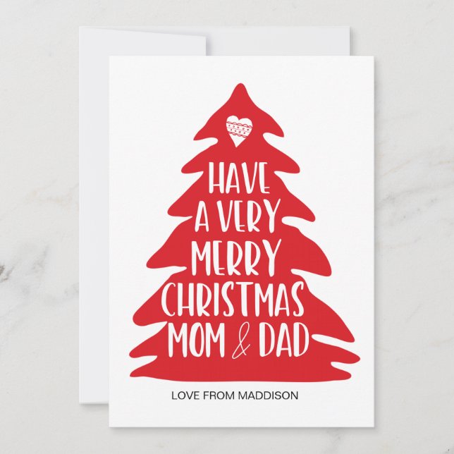 Carte Red Merry Christmas Card pour maman et papa (Devant)