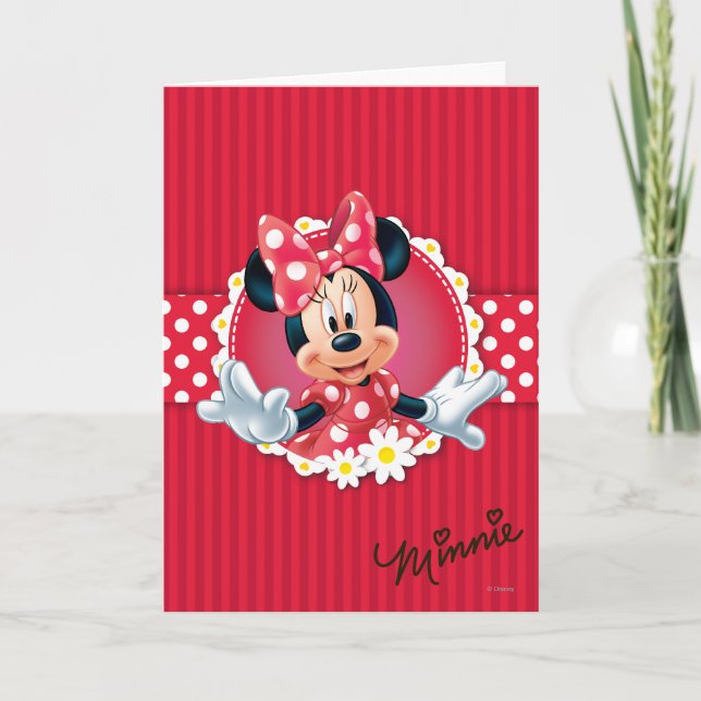 Carte Red Minnie | Cadre de fleurs (Devant)