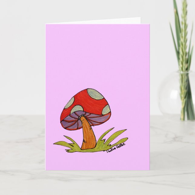 Carte Red Mushroom with purple background (Devant)