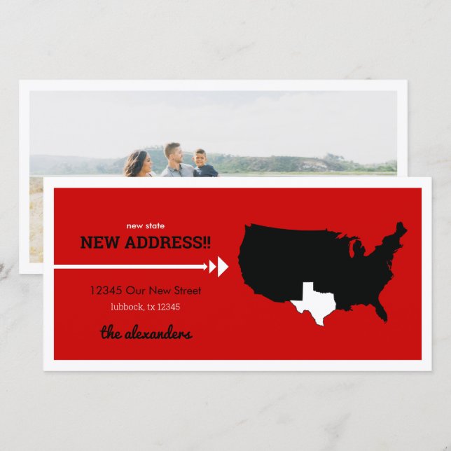Carte Red New State, New Address ! Texas Moving (Devant / Derrière)
