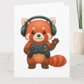 Carte Red Panda Gamer, contrôleur de jeu et casques