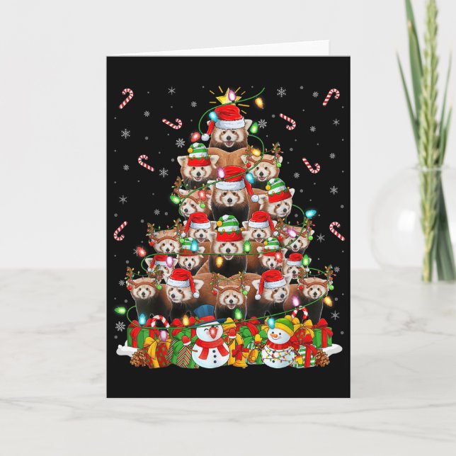 Carte Red Panda Xmas Lighting Tree Santa Red Panda Chris (Devant)