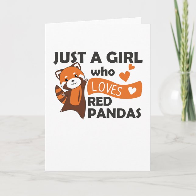 Carte Red Pandas Girl Love Red Panda Kawaii Cute Animaux (Devant)