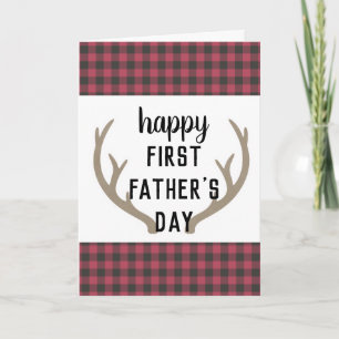 Carte Red Plaid Antlers Rustic Bonne Première Fête des p
