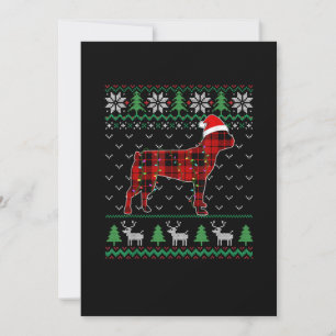 Carte Red Plaid Chien laide Noël lumières Boston Terrier