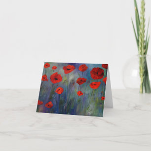 Carte Red Poppies Blue Fog Fine Art Card
