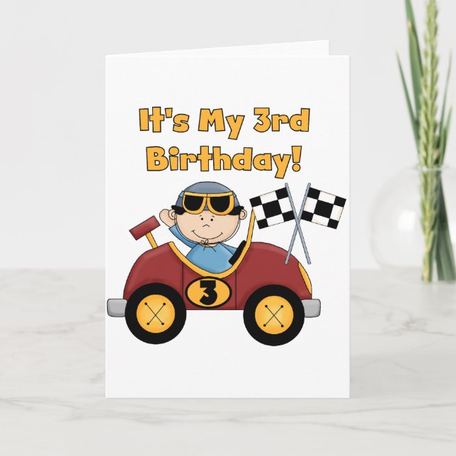 Carte Red Race Car 3e Anniversaire Tshirts et cadeaux (Devant)