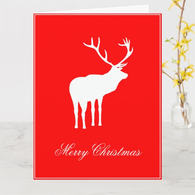Carte Red Reindeer Elegant Holiday (Fleur jaune)