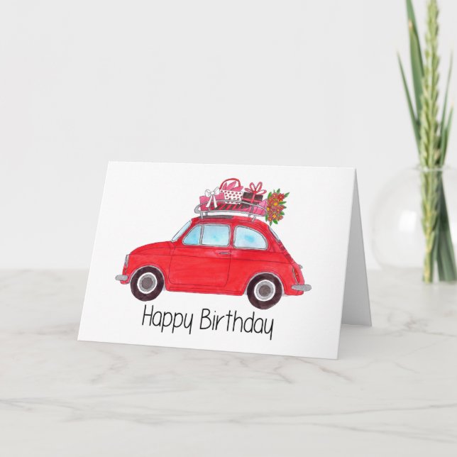 Carte Red Retro Fiat 500 (Devant)