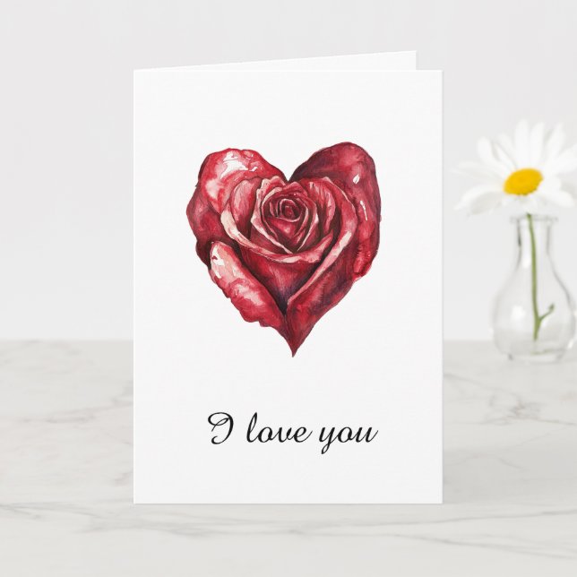 Carte Red Rose Heart Love (Petite plante)