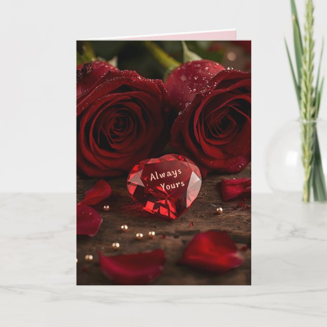 Carte  Red Rose Romantic Valentine Love Greeting Card (Devant)