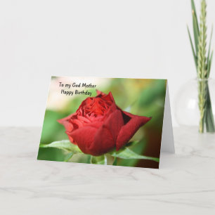 Carte Red Rose  To my God Mother Happy Birthday Card