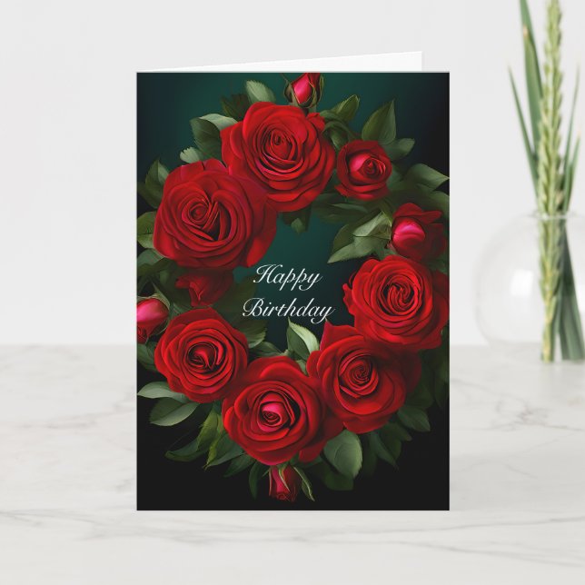 Carte Red Rose Wreath Anniversaire (Devant)