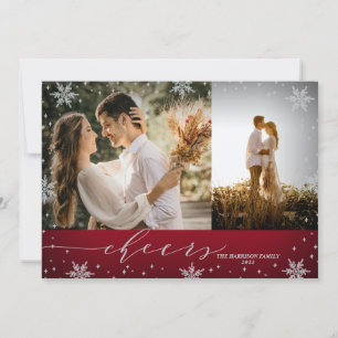 Carte Red & Silver Snowflakes 2 photos de Cheers Christm