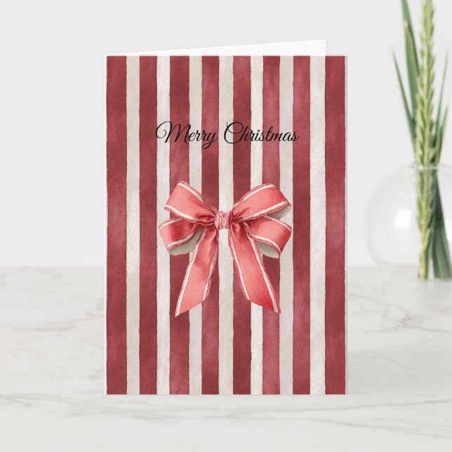 Carte Red Stripes Christmas Bow (Devant)