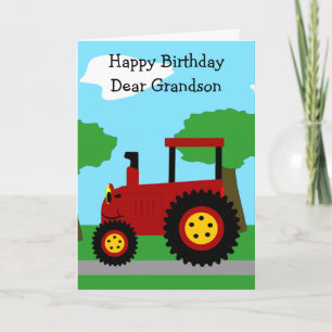 Carte Red Tractor Personnalisé Grandson Anniversaire