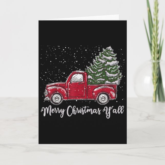 Carte Red Truck Christmas Shirt - Merry Christmas Yall  (Devant)