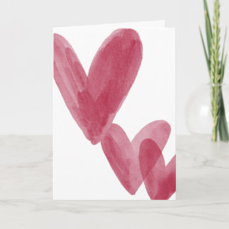 Carte Red watercolor hearts on Valentine's Card