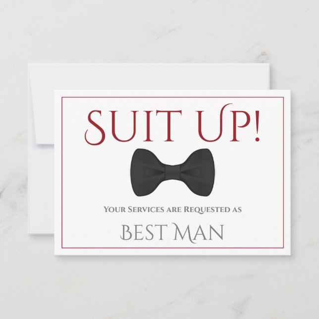 Carte Red & White Be My Best Man Fun Bow Cravate (Devant)