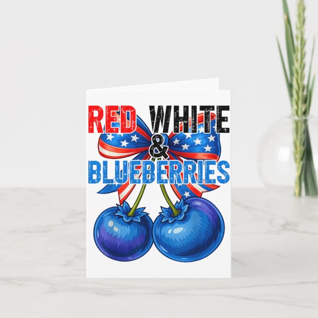 Carte Red White Blueberries Funny Patriotic Retro Usa Hu (Devant)