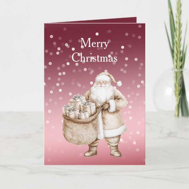 Carte Red White Bokeh Dots Christmas Cream Suit Santa (Devant)
