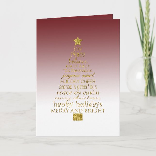 Carte Red White Gold Inspirational Christmas Tree   (Devant)