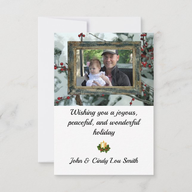 Carte Red Winter Berries Christmas Holiday Flat Card (Devant)