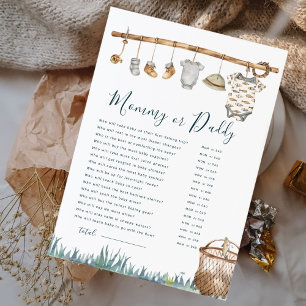 Carte Reel Amusant Pêche Maman Ou Papa Baby shower Jeu