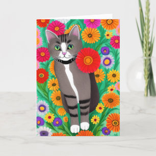 Carte Réfléchissez à votre sujet   Chat Whimsical d'amit