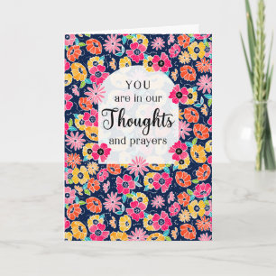 Carte Réfléchissez bien et prières Bright Floral Pattern