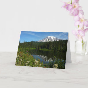 Carte Réflexion du lac Rainier avec Fleurs sauvages